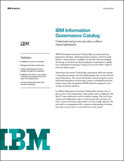 IBM InfoSphere Information Governance Catalog Solution Brief | Transforming  Data with Intelligence