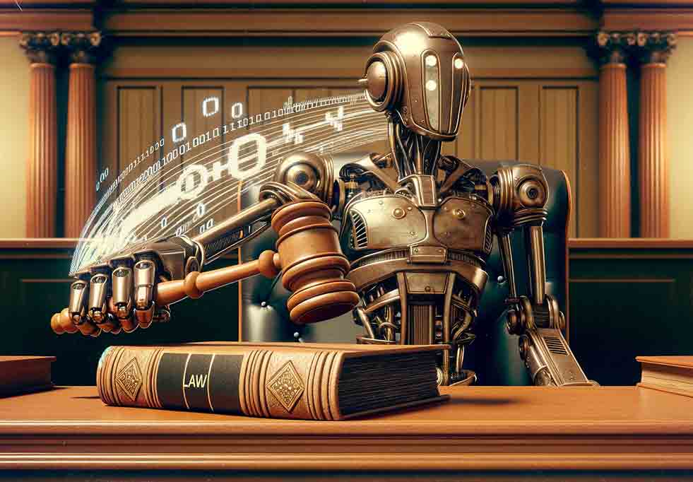 A robot banging a judge