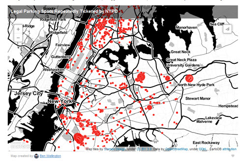NYC Parking Tickets Visualization http://iquantny.tumblr.com/post/144197004989/the-nypd-was-systematically-ticketing-legally